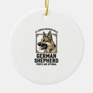 German Shepherd Shirt for Dog Lovers Vintage Engra Ceramic Ornament