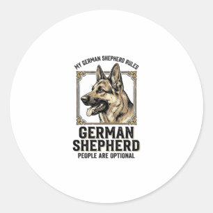 German Shepherd Shirt for Dog Lovers Vintage Engra Classic Round Sticker