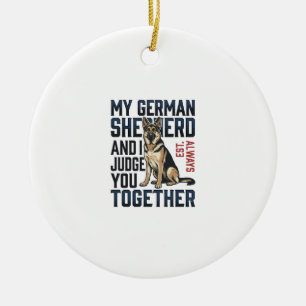 German Shepherd Shirt Funny Dog Lover Vintage Engr Ceramic Ornament