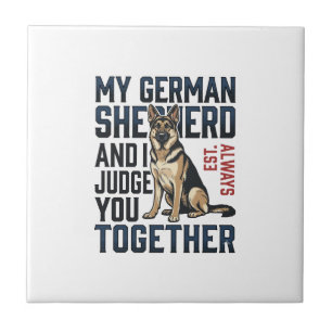German Shepherd Shirt Funny Dog Lover Vintage Engr Ceramic Tile