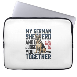 German Shepherd Shirt Funny Dog Lover Vintage Engr Laptop Sleeve