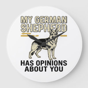German Shepherd Shirt Funny Vintage Engraving Dog  Large Clock