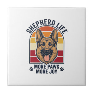 German Shepherd Shirt Retro Engraving Dog Lover Gr Ceramic Tile