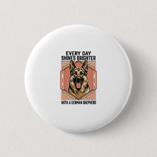German Shepherd Shirt Vintage Engraving Dog Lover 6 Cm Round Badge
