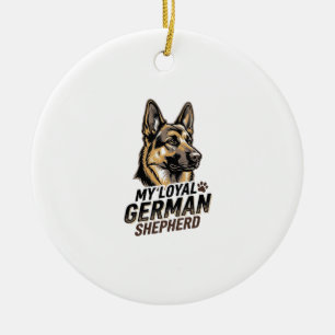 German Shepherd Shirt Vintage Engraving Dog Lover  Ceramic Ornament