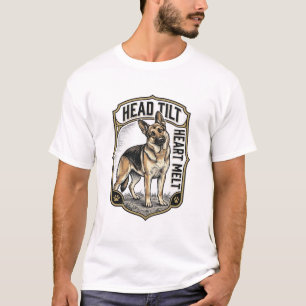 German Shepherd Shirt Vintage Engraving Head Tilt