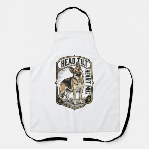 German Shepherd Shirt Vintage Engraving Head Tilt Apron