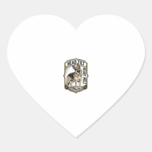 German Shepherd Shirt Vintage Engraving Head Tilt Heart Sticker