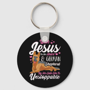 German Shepherd Shirts For Women With Jesus In Her Key Ring