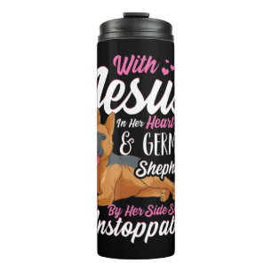 German Shepherd Shirts For Women With Jesus In Her Thermal Tumbler
