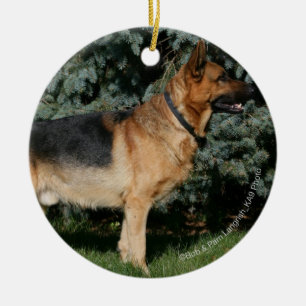 German Shepherd Show Stand Ceramic Tree Decoration