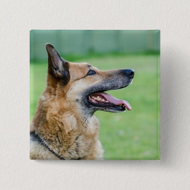 German Shepherd Side Portrait 15 Cm Square Badge (Front)