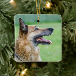 German Shepherd Side Portrait Ceramic Ornament