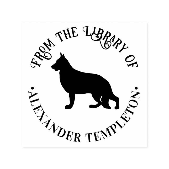 German Shepherd Silhouette #2 Library Book Name Self-inking Stamp (Design)