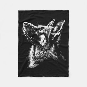 German Shepherd Silhouette Graphic German Shepherd Fleece Blanket