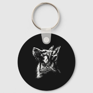 German Shepherd Silhouette Graphic German Shepherd Key Ring