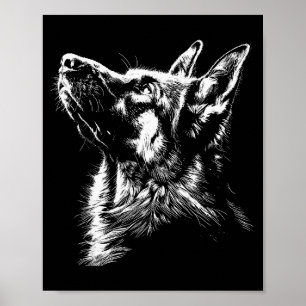 German Shepherd Silhouette Graphic German Shepherd Poster