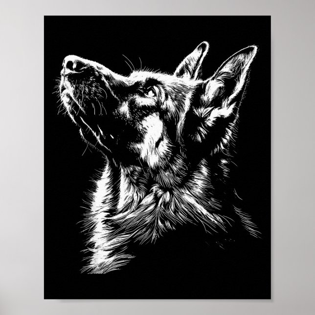 German Shepherd Silhouette Graphic German Shepherd Poster (Front)