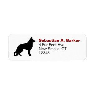 German Shepherd Silhouette GSD K9 Dog Lover Return Address Label