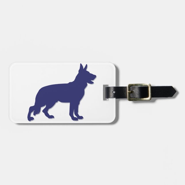 German Shepherd Silhouette Luggage Tag (Front Horizontal)