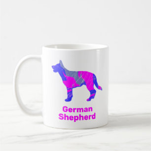 German Shepherd Silhouette Pink & Blue Design Coffee Mug