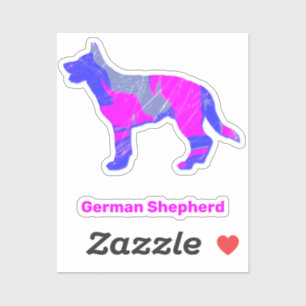 German Shepherd Silhouette Pink&Blue Sticker