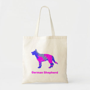 German Shepherd Silhouette Pink & Blue Tote Bag