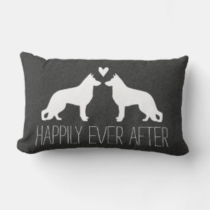 German Shepherd Silhouettes with Heart and Text Lumbar Cushion