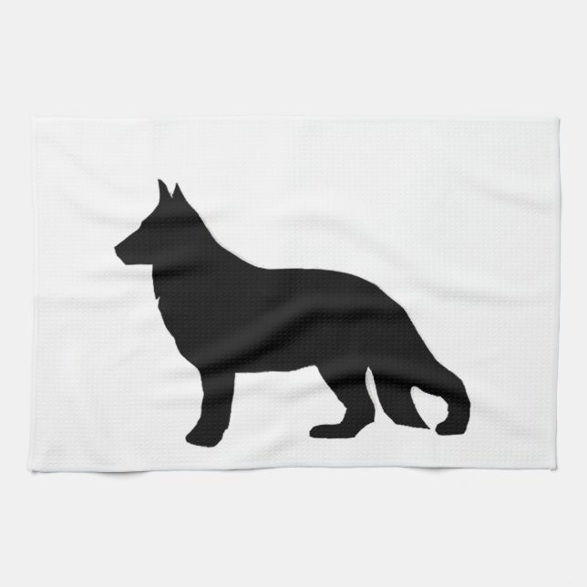 german shepherd silo black tea towel (Horizontal)