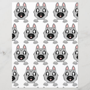 German Shepherd Silver and Black Peeking Cartoon