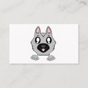 German Shepherd Silver and Black Peeking Cartoon Business Card