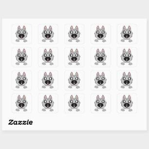 German Shepherd Silver and Black Peeking Cartoon Square Sticker