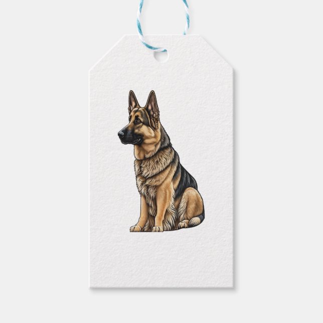 German Shepherd Sitting  Gift Tags (Front)