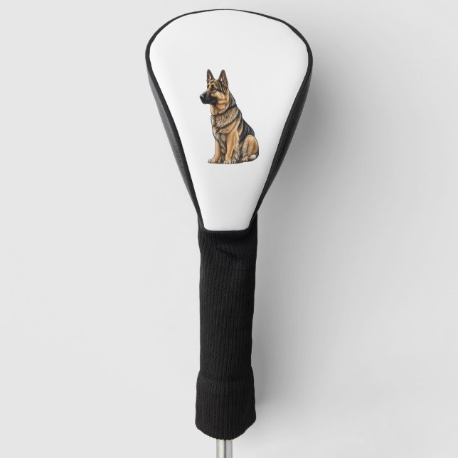 German Shepherd Sitting  Golf Head Cover (Front)