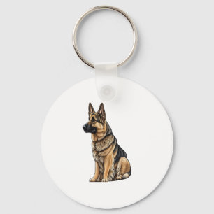 German Shepherd Sitting  Key Ring