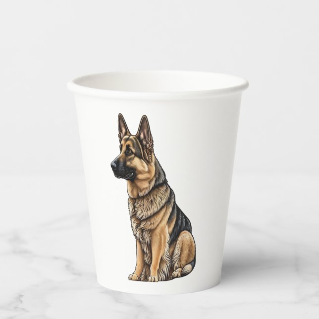 German Shepherd Sitting  Paper Cups (Front)