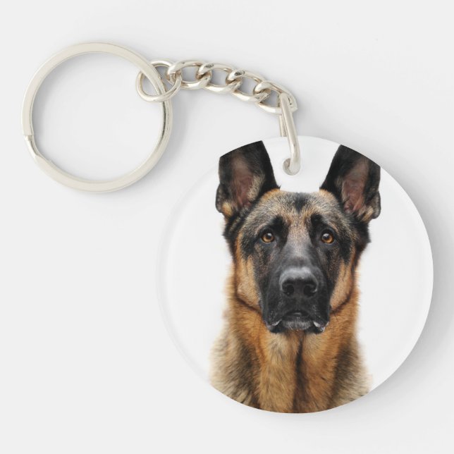 German Shepherd Sitting Up Key Ring (Front)