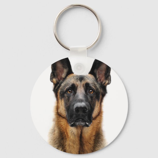 German Shepherd Sitting Up Key Ring (Front)