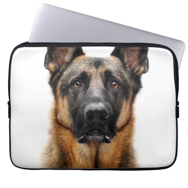 German Shepherd Sitting Up Laptop Sleeve (Front)