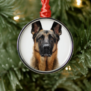 German Shepherd Sitting Up Metal Ornament