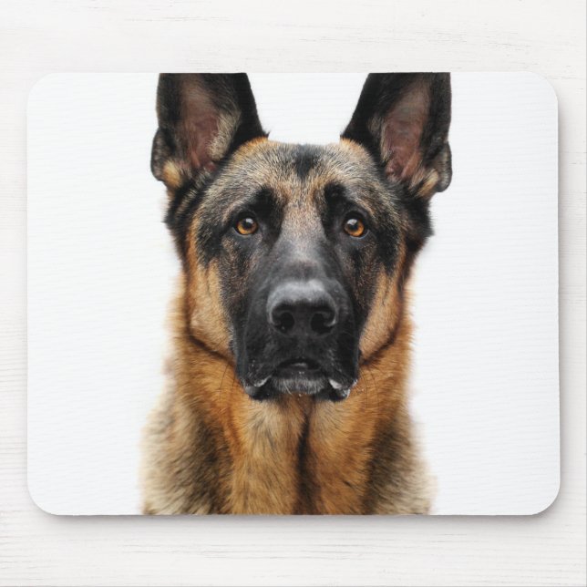 German Shepherd Sitting Up Mouse Pad (Front)