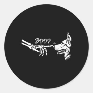 German Shepherd Skeleton Hand Boop Halloween Pet W Classic Round Sticker