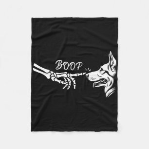 German Shepherd Skeleton Hand Boop Halloween Pet W Fleece Blanket