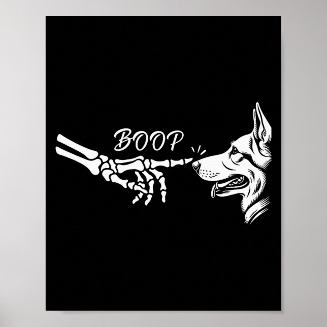 German Shepherd Skeleton Hand Boop Halloween Pet W Poster (Front)