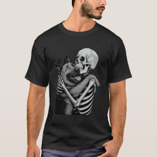 German Shepherd Skeleton Hug Halloween Dog Lover T-Shirt