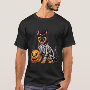 German Shepherd Skeleton Jack O Lantern Funny Dog T-Shirt