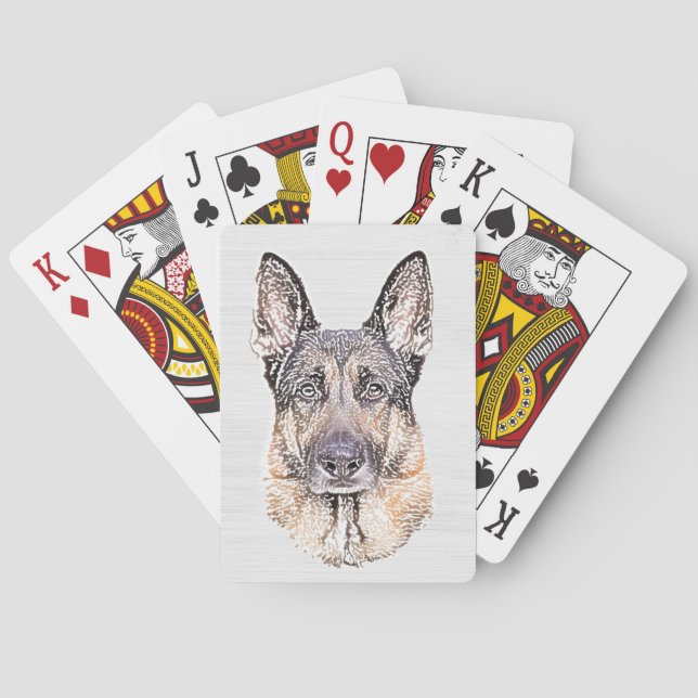 German Shepherd Sketched Dog Art Playing Cards (Back)