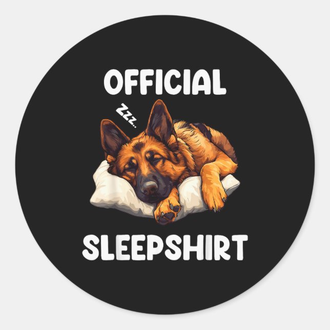 German Shepherd Sleepshirt Dog Lover Pajamas  Classic Round Sticker (Front)