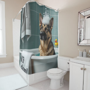 German Shepherd Sloppy Sleepy Cute Funny Shower Curtain