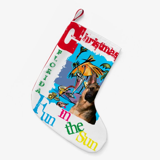 German Shepherd Small Christmas Stocking (Front (Hanging))